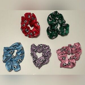 Satin Silk Soccer Printed Scrunchie Set, Multi-colored, ONE SIZE FITS ALL